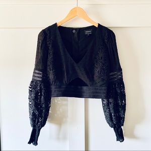 Bardot cut-out crop blouse NWOT
